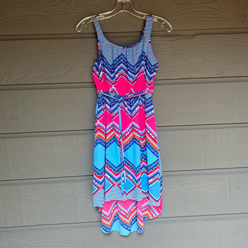 PAPER DOLL BOHO BLUE PINK HIGH LOW DRESS  SIZE 12